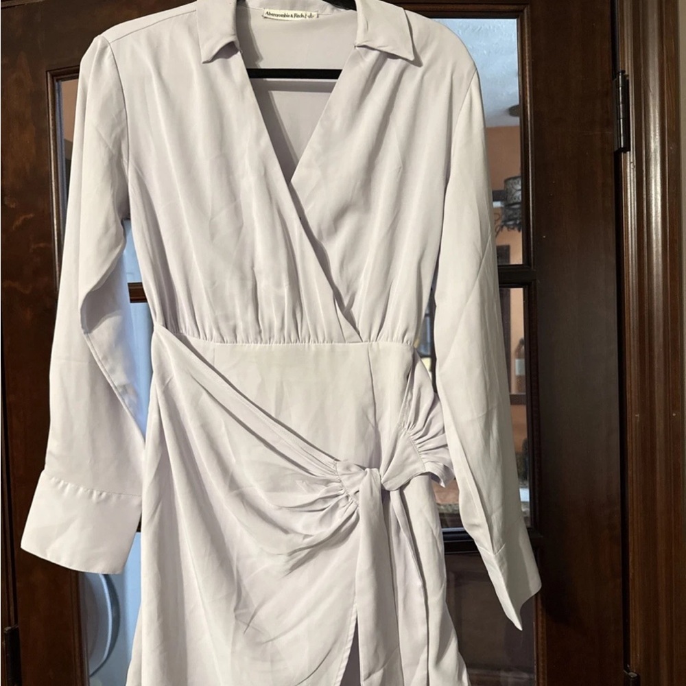 Abercrombie & Fitch Light Gray Wrap Dress